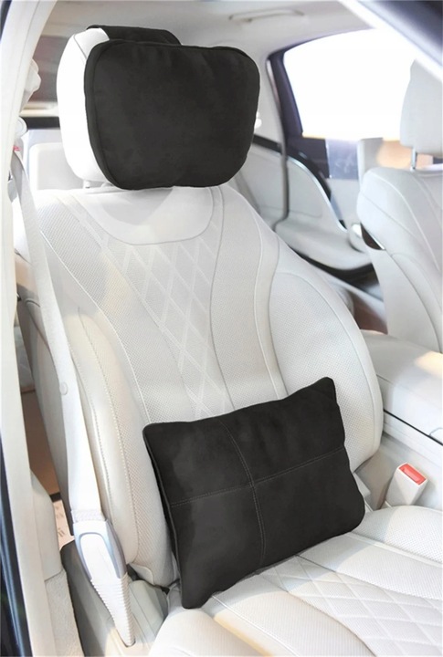 Poduszka Samochodowa Pod Szyję Głowę Kark Podróżna Zagłówek Zamszowa 2szt