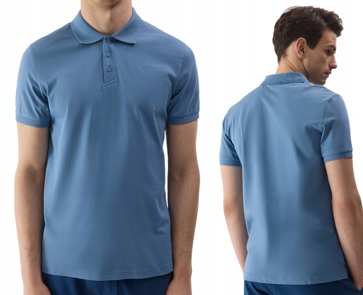 KOSZULKA 4F MĘSKA POLO REGULAR GŁADKA - GRANATOWA r. L