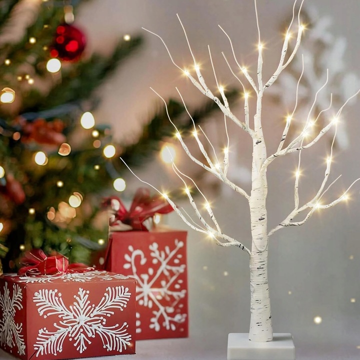 ZESTAW 2 BRZOZOWYCH DEKORACJI LED UNIWERSALNA OZDOBA NA KAŻDĄ PORĘ ROKU