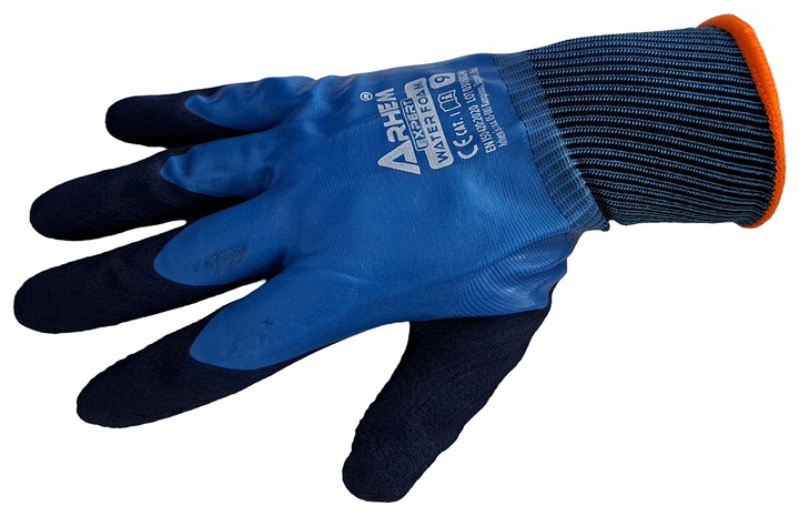 12 PAR Rękawice Robocze Wodoodporne Ochronne BHP Latex Arhem Water Foam 9-L