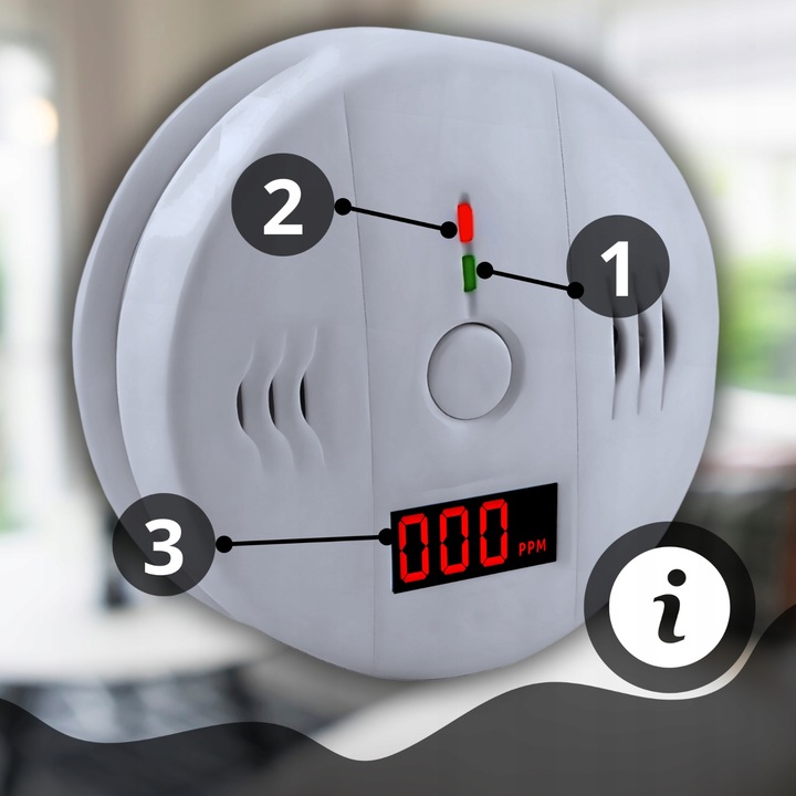 CZUJNIK CZADU TLENKU WĘGLA LCD DETEKTOR CO ALARM WYKRYWACZ CERTYFIKOWANY