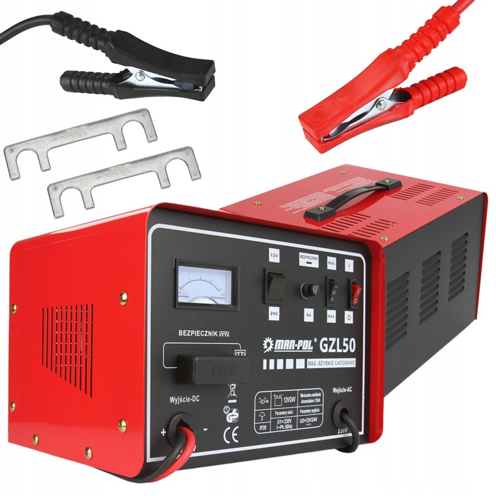 PROSTOWNIK ŁADOWARKA DO SAMOCHODÓW GZL-50 12V/24V SZYBKIE ŁADOWANIE 50A