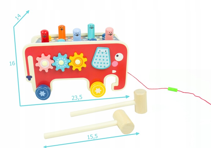 LT301 WBIJAK SŁOŃ DREWNIANY MONTESSORI KOSTKA EDUKACYJNA