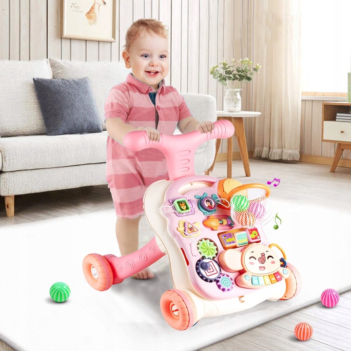 CHODZIK PCHACZ 5W1 KOSZYKÓWKA PANEL STOLIK EDUKACYJNY INTERAKTYWNY DZIECKA