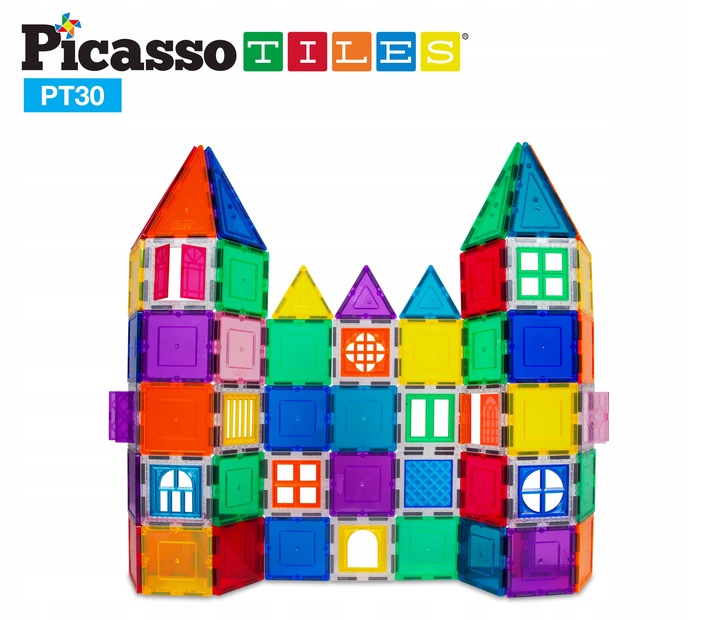 Klocki magnetyczne konstrukcyjne edukacyjne Picasso Tiles dla dzieci 30 el