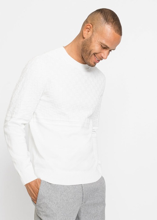 BONPRIX BIAŁY SWETER MĘSKI PLUS SIZE R.3XL X448113