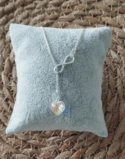 NASZYJNIK SREBRNY DAMSKI Z INFINITY SERCE SWAROVSKI *DO WYBORU łańcuszek