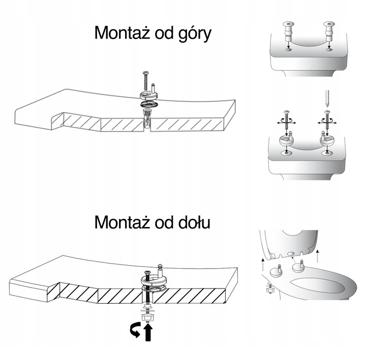 Deska sedesowa wolnoopadająca WC twardy duroplast uniwersalna wypinana kołk