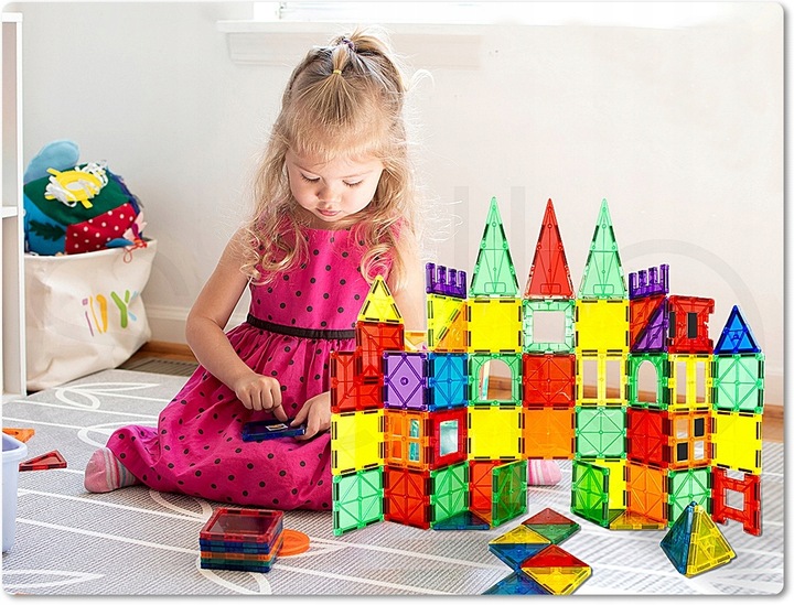 KLOCKI MAGNETYCZNE Duże 3D Magnetic Tiles Konstrukcyjne zestaw XXL 80 el