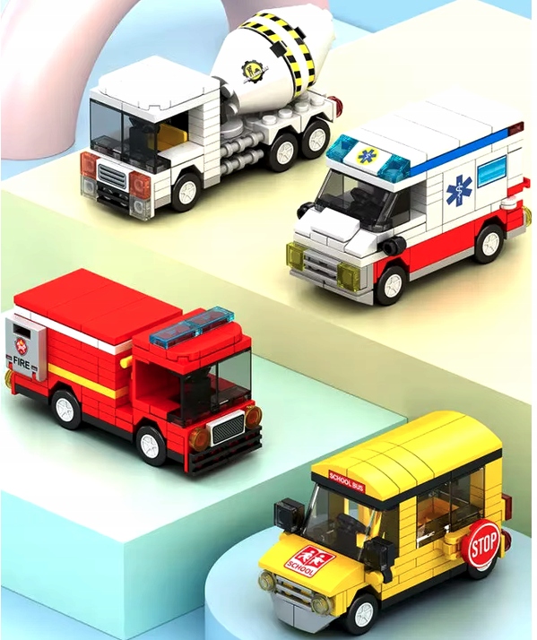 KLOCKI KONSTRUKCYJNE 8w1 POJAZDY MIEJSKIE ZESTAW KLOCKÓW DLA DZIECI