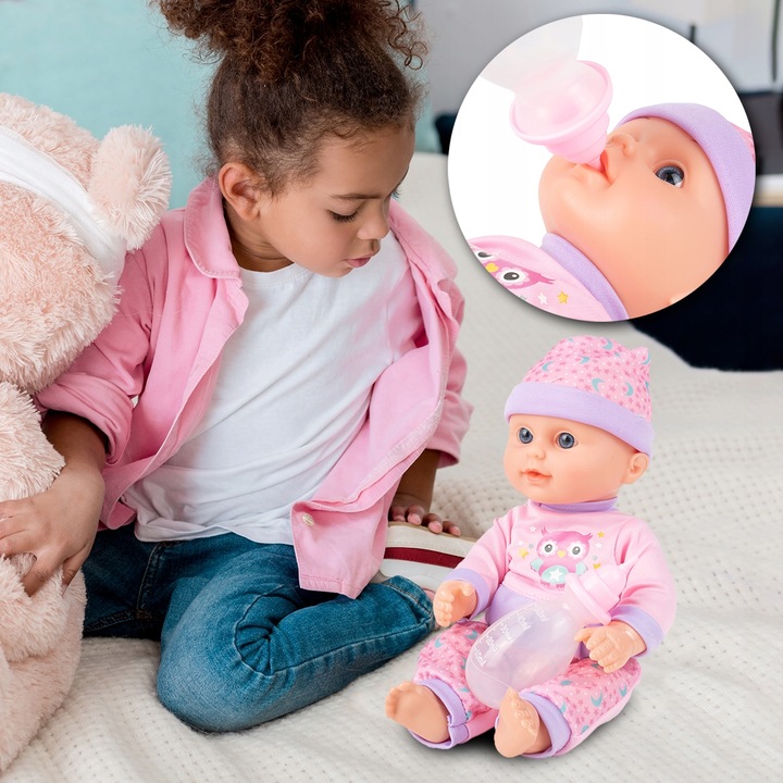 LALKA BOBAS W PIŻAMCE 31CM INTERAKTYWNA PIJE SIUSIA GAWORZY DLA DZIEWCZYNKI