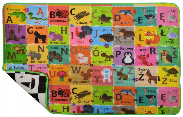 MATA PIANKOWA SZACHOWNICA POLSKI ALFABET 120x180x1CM DWUSTRONNA DUŻA GRUBA