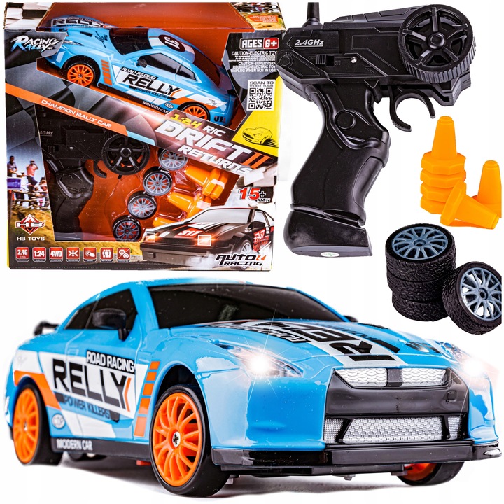 Samochód Zdalnie STEROWANY RC Auto na PILOTA do DRIFTU 4x4 Pachołki 2x KOŁA