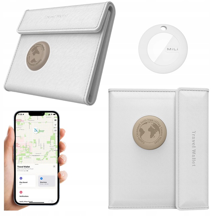Lokalizator GPS MILI portfel podróżny z lokalizatorem MiTag APPLE IOS
