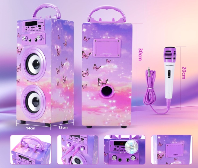 DYNASONIC BLUETOOTH KARAOKE Z MIKROFONEM GŁOŚNIK PREZENT DLA DZIECKA