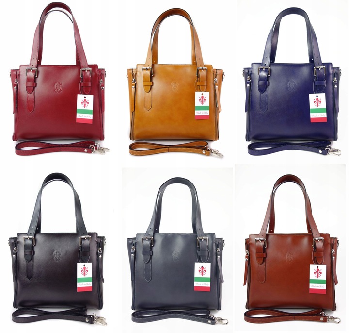 Duży włoski kufer Vera Pelle skórzana pojemna torba A4 Czekoladowa