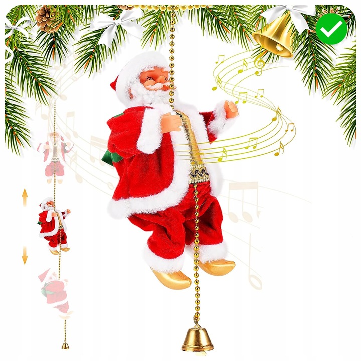 WSPINAJĄCY SIĘ MIKOŁAJ SANTACLIMB LED MUZYCZNY DEKORACJA ŚWIĄTECZNA