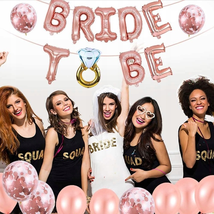 ZESTAW NA WIECZÓR PANIEŃSKI DEKORACJE WELON SZARFA TATUAŻE BALONY ROSE GOLD