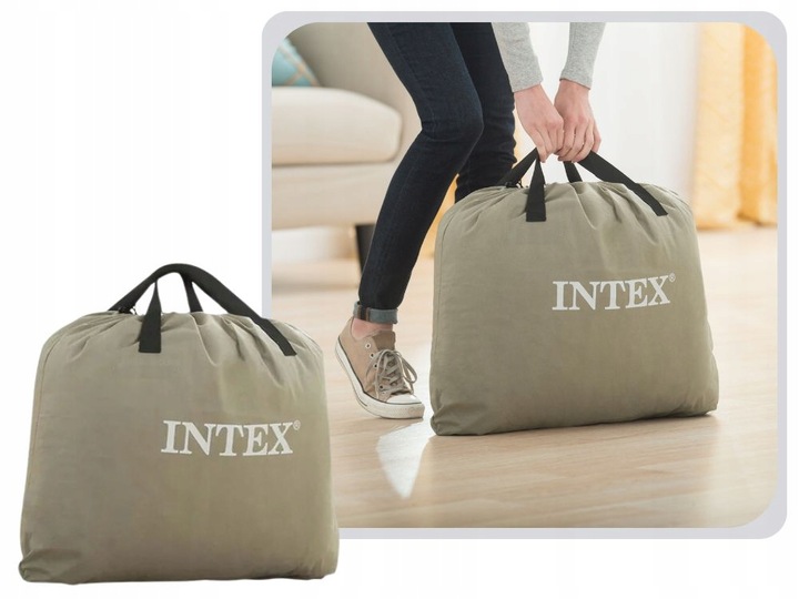 Materac Dmuchany Welurowy do Spania Dwuosobowy Łóżko z Pompką 230V Intex