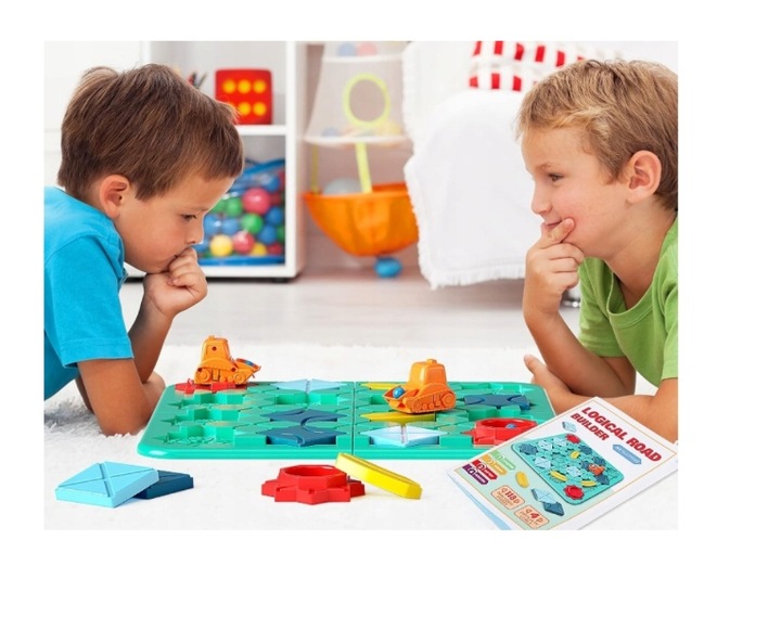 GRA LOGICZNA PLANSZOWA UKŁADANKA LABIRYNT BUDOWANIE DROGI NA PREZENT KLOCKI