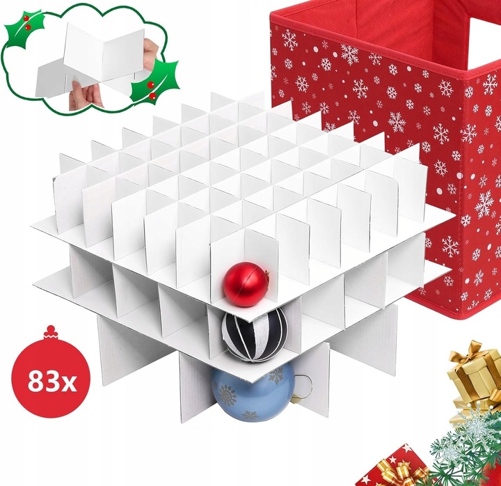 ŚWIĄTECZNE KOSZ PUDEŁKO PRZECHOWYWANIE ORGANIZER 83 BOMBKI CHOINKA ŚWIĘTA