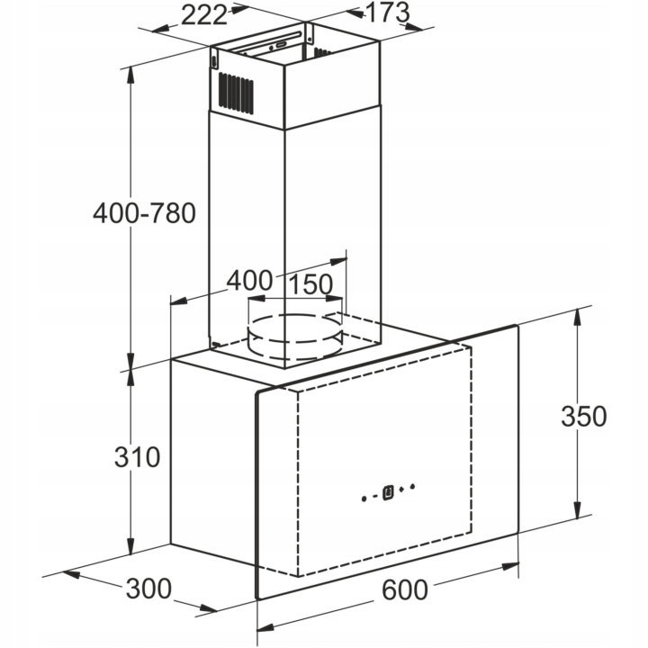 Okap Kominowy Walencja 60 BL (Czarny)