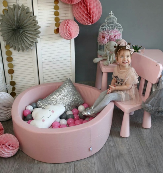 Suchy Basen z Kulkami 90x30 Kojec dla Dzieci Różowy Smart 200 piłek MISIOO