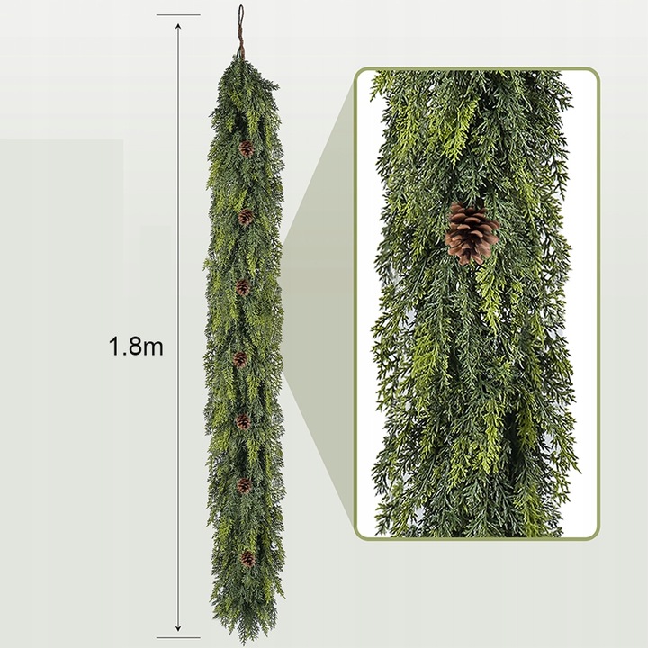 GIRLANDA CEDROWA ŚWIĄTECZNA 180CM ZIELONA DO DOMU I RESTAURACJI