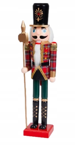 Figurka drewniana DZIADEK DO ORZECHÓW 50cm duży w kratkę stojący król