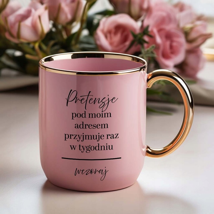 KUBEK RÓŻ ELEGANT PREZENT DLA KOLEŻANKI TT VIRAL DO PRACY JESTEŚ ŚLICZNA WZ