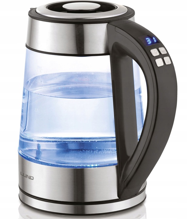 CZAJNIK ELEKTRYCZNY SZKLANY 1,7L Z REGULACJĄ TEMPERATURY BEZPRZEWODOWY LUND