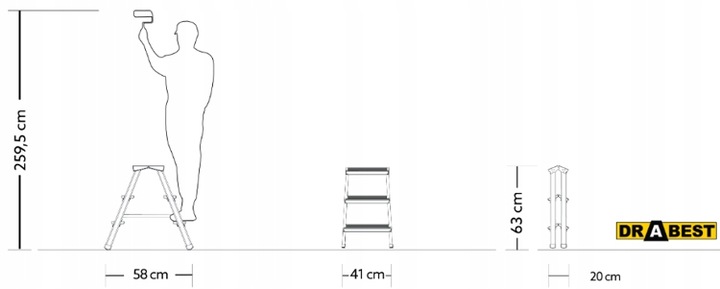 Drabina podest 3 Stopniowa taboret