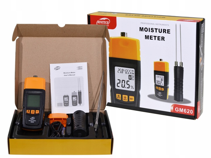 Wilgotnościomierz Miernik Wilgotności do Drewna + Sonda 147cm, Dokładny