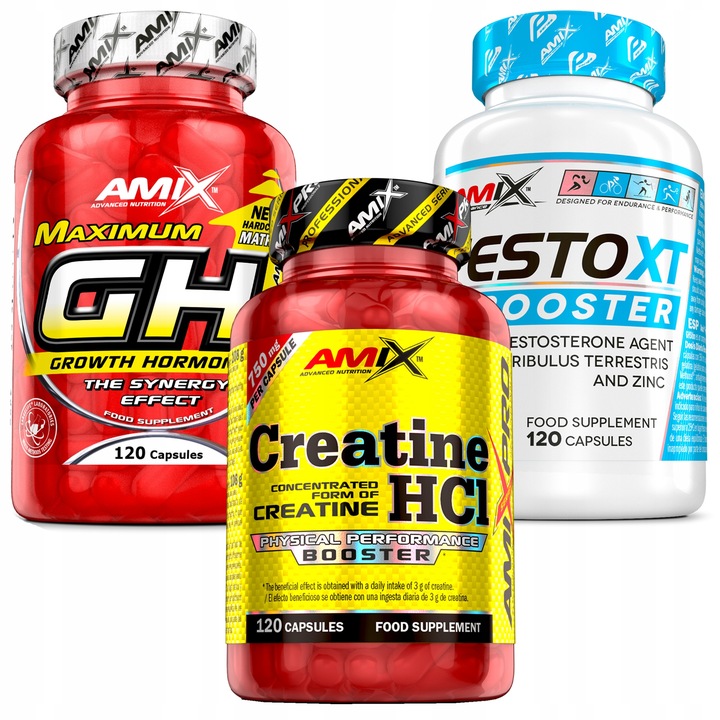 Moc i Siła Kreatyna HCL Kapsułki + Booster Testosteronu +Hormon Wzrostu GH