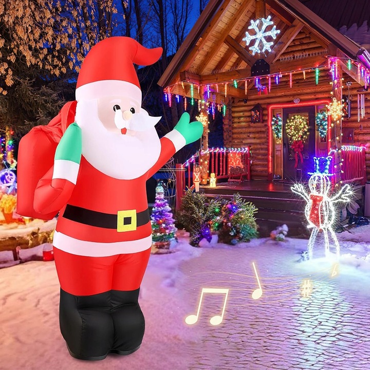 ŚWIĄTECZNY NADMUCHIWANY MIKOŁAJ 110CM Z MUZYKĄ I PILOTEM 2.4GHZ