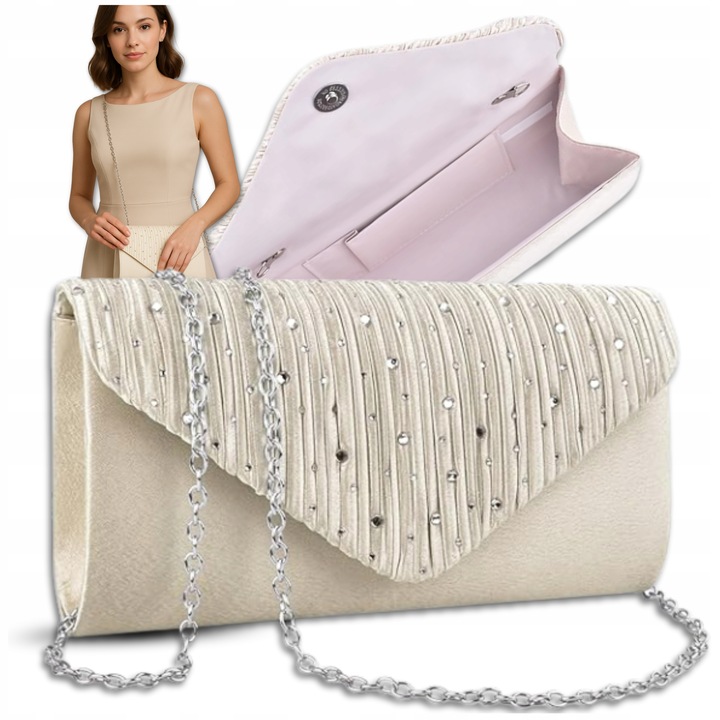 Torebka Kopertówka Błyszcząca Wizytowa Wieczorowa na ramię damska elegancka