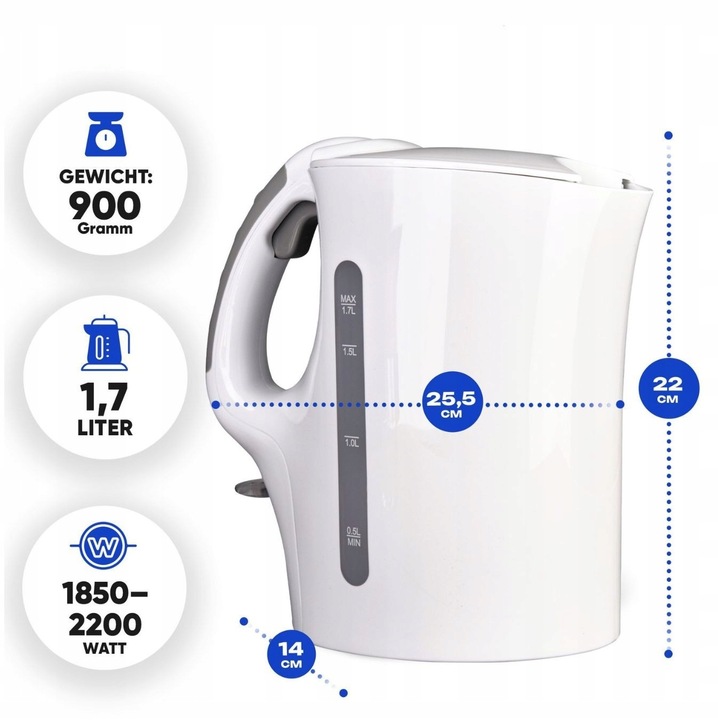 CZAJNIK ELEKTRYCZNY BEZPRZEWODOWY 1,7 L BOMANN WK 6079 CB (BIAŁY)