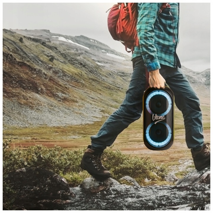 GŁOŚNIK BLUETOOTH USB SD FM AUX PRZENOŚNA KOLUMNA BOOMBOX KARAOKE MIKROFON