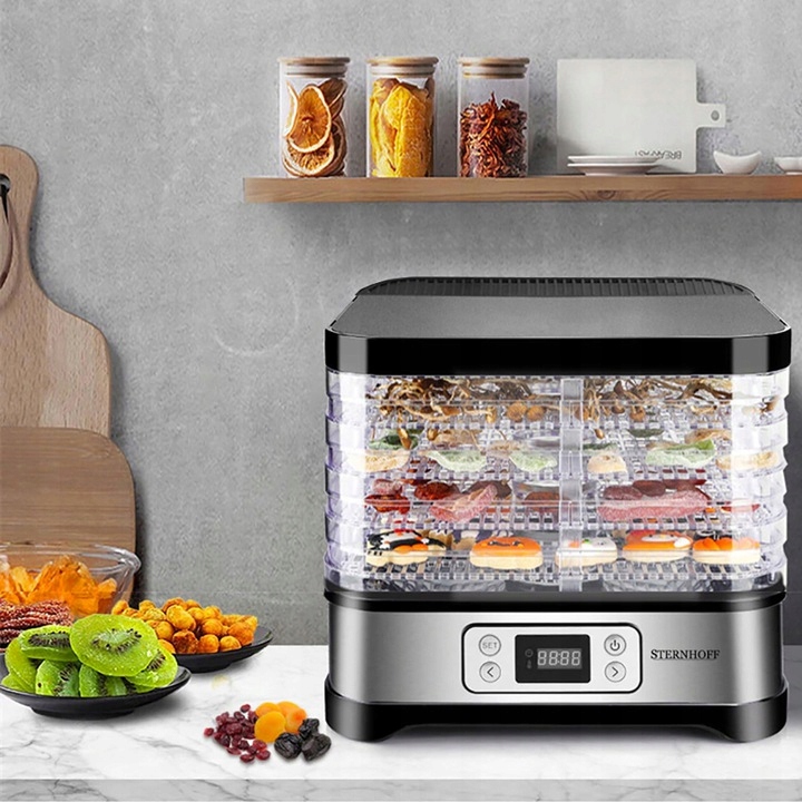 DUŻA SUSZARKA DO GRZYBÓW OWOCÓW WARZYW MOC 500W XL TIMER POJEMNA WYTRZYMAŁA