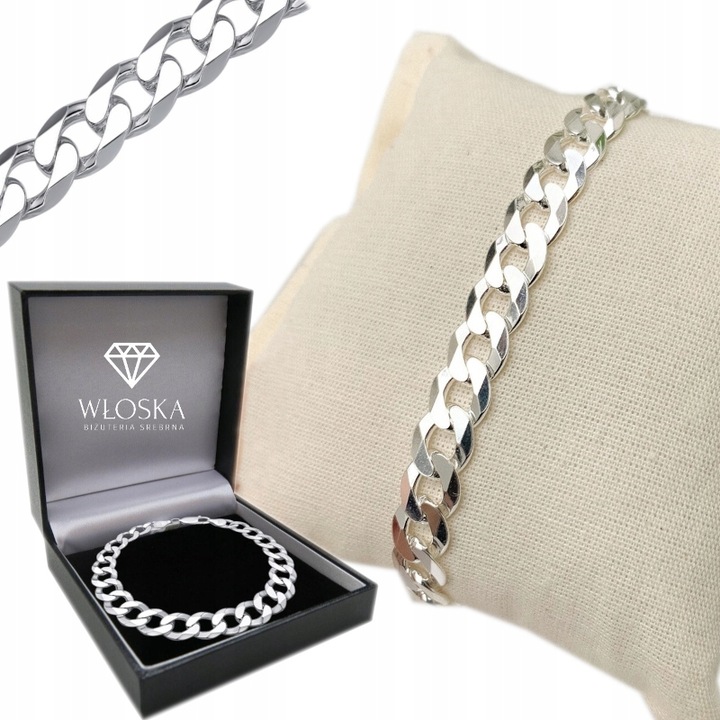 Srebrna Bransoletka Pancerka pr. 925 SREBRO Męska Diamentowana 6mm + GRATIS