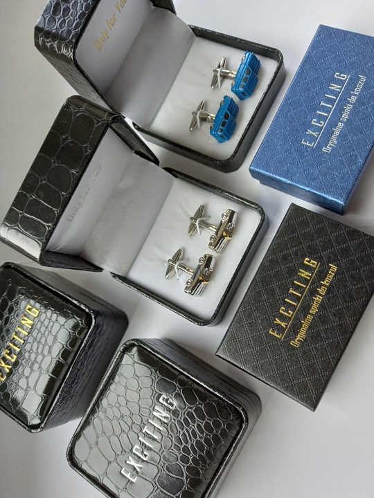 Spinki do mankietów EXC Złote z Białą Masą Perłową