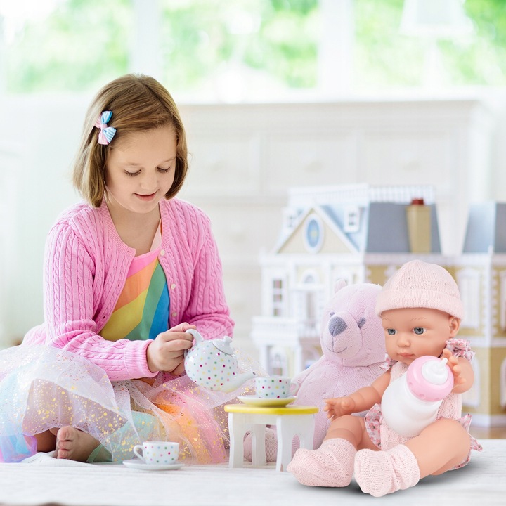 LALKA BOBAS NIEMOWLAK ŚLICZNA RÓŻOWE UBRANKO BUTELKA AKCESORIA DLA DZIECI