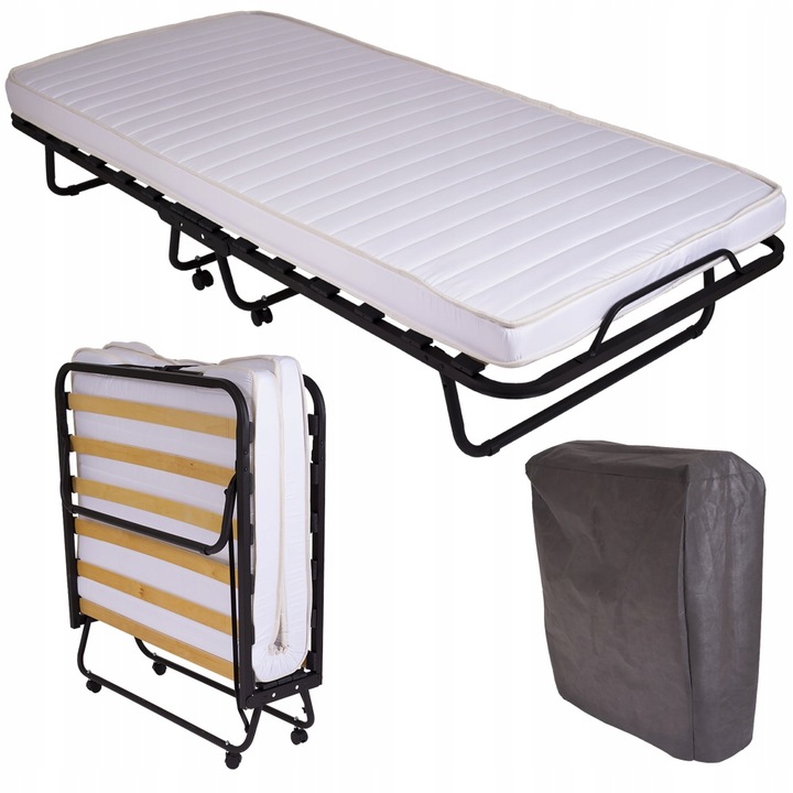 Łóżko polowe turystyczne składane 200 cm x 80 cm biały