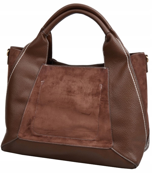 BESTINI torebka damska SHOPPER na ramię A4 ZAMSZ czekolada shopper