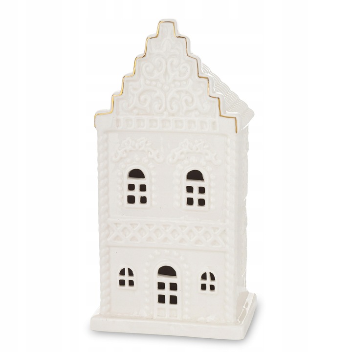 Figurka świąteczna ceramiczna biały Domek led 19,5x10x7,5 cm ART-POL