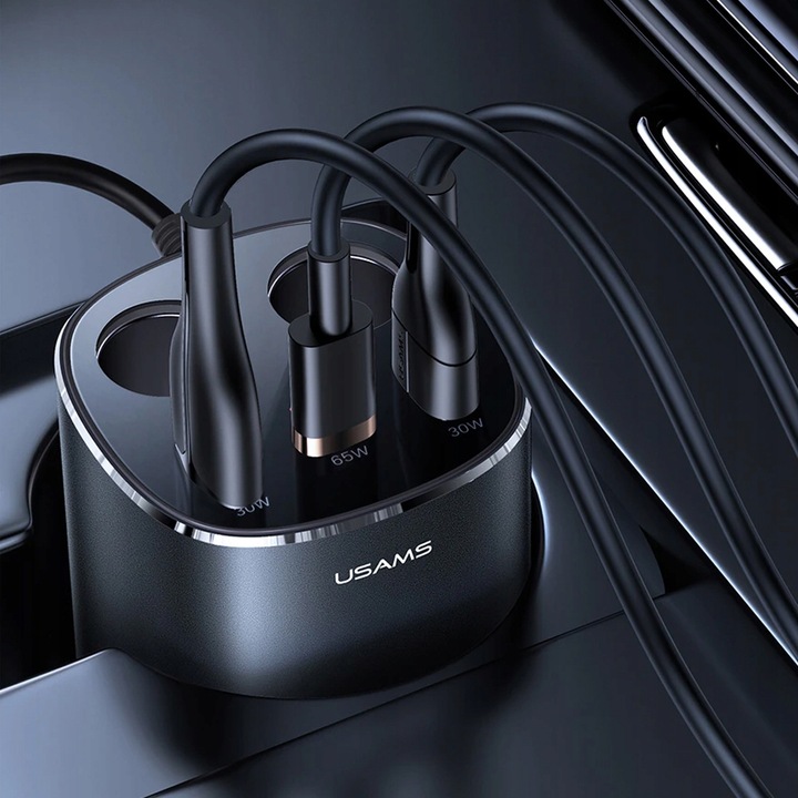 ROZGAŁĘŹNIK + ŁADOWARKA DO AUTA 2x USB USB-C 245W