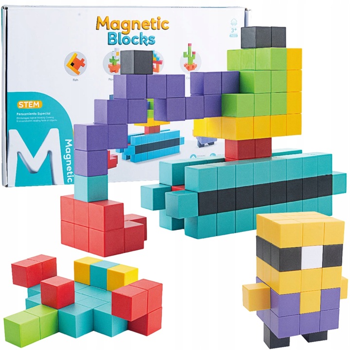 Klocki magnetyczne kostki STEM szcześciany konstrukcyjne 3d 96 elementów