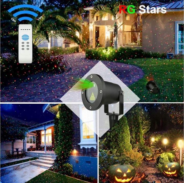 PROJEKTOR LASEROWY ŚWIĄTECZNY LASER RG LAMPKI KOLORY 8w1 STAR SHOWE PREZENT