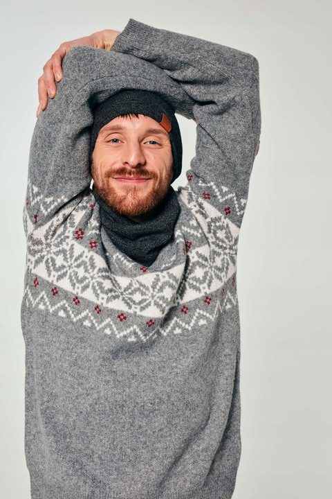 Czapka zimowa męska na polarze Grafitowa