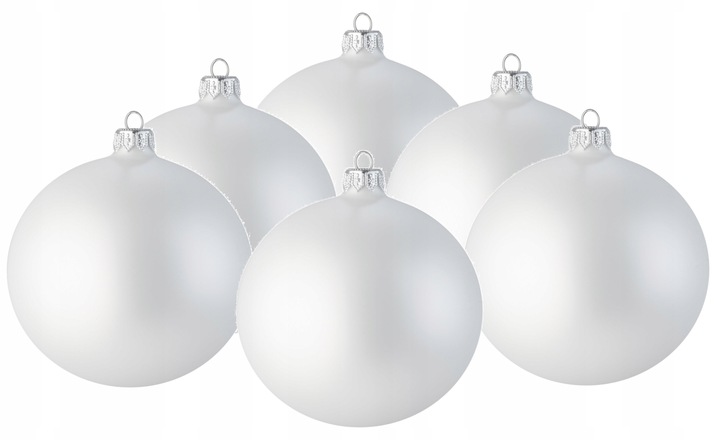 Bombki choinkowe szklane BIAŁY MAT perłowy 8 cm super efekt srebrzysty